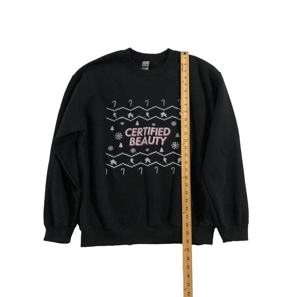 Gildan Hoodie Womens Size M Black Certified Beauty Pullover Sweatshirt - Picture 3 of 7